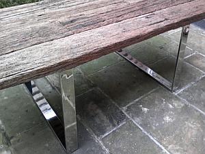 Interior Metalwork Wooden Tabletop with Metal Legs